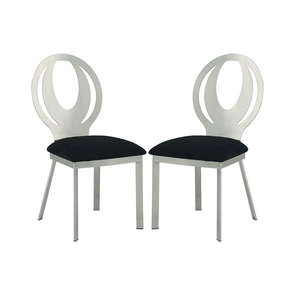 Simple Relax Dining Chair, Silver And Black Set of 2