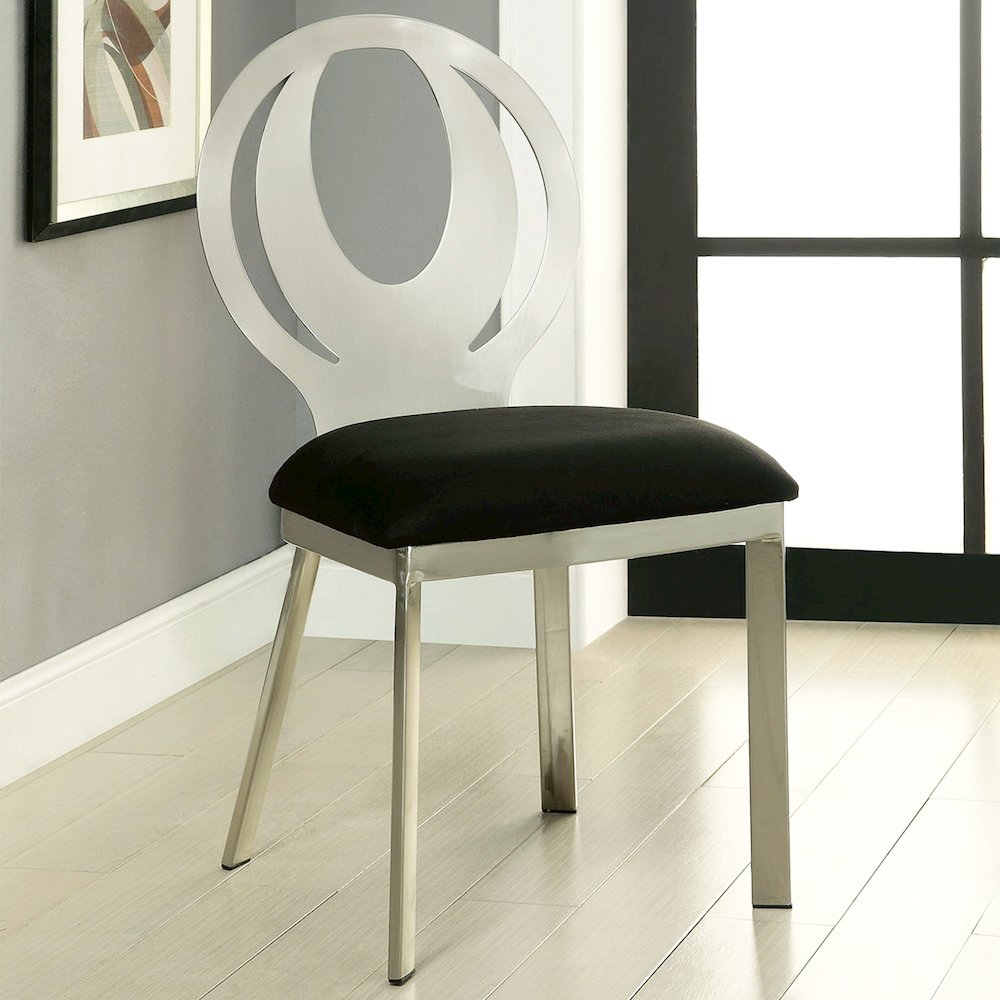 Simple Relax Dining Chair, Silver And Black Set of 2
