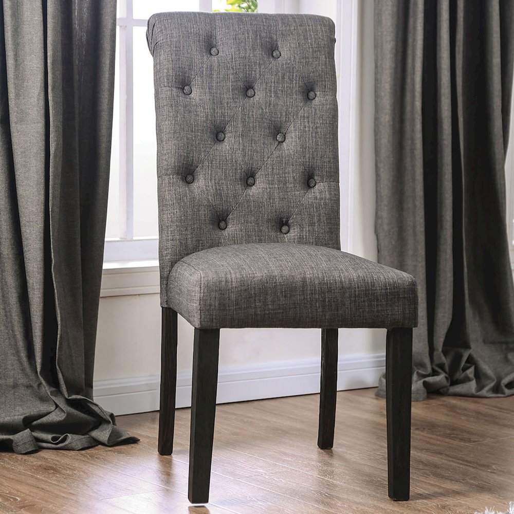 Simple Relax Dining Chair, Antique Black, Gray Set of 2