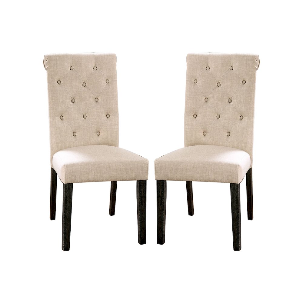 Simple Relax Dining Chair, Antique Black, Ivory Set of 2