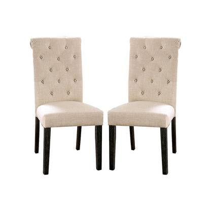 Simple Relax Dining Chair, Antique Black, Ivory Set of 2