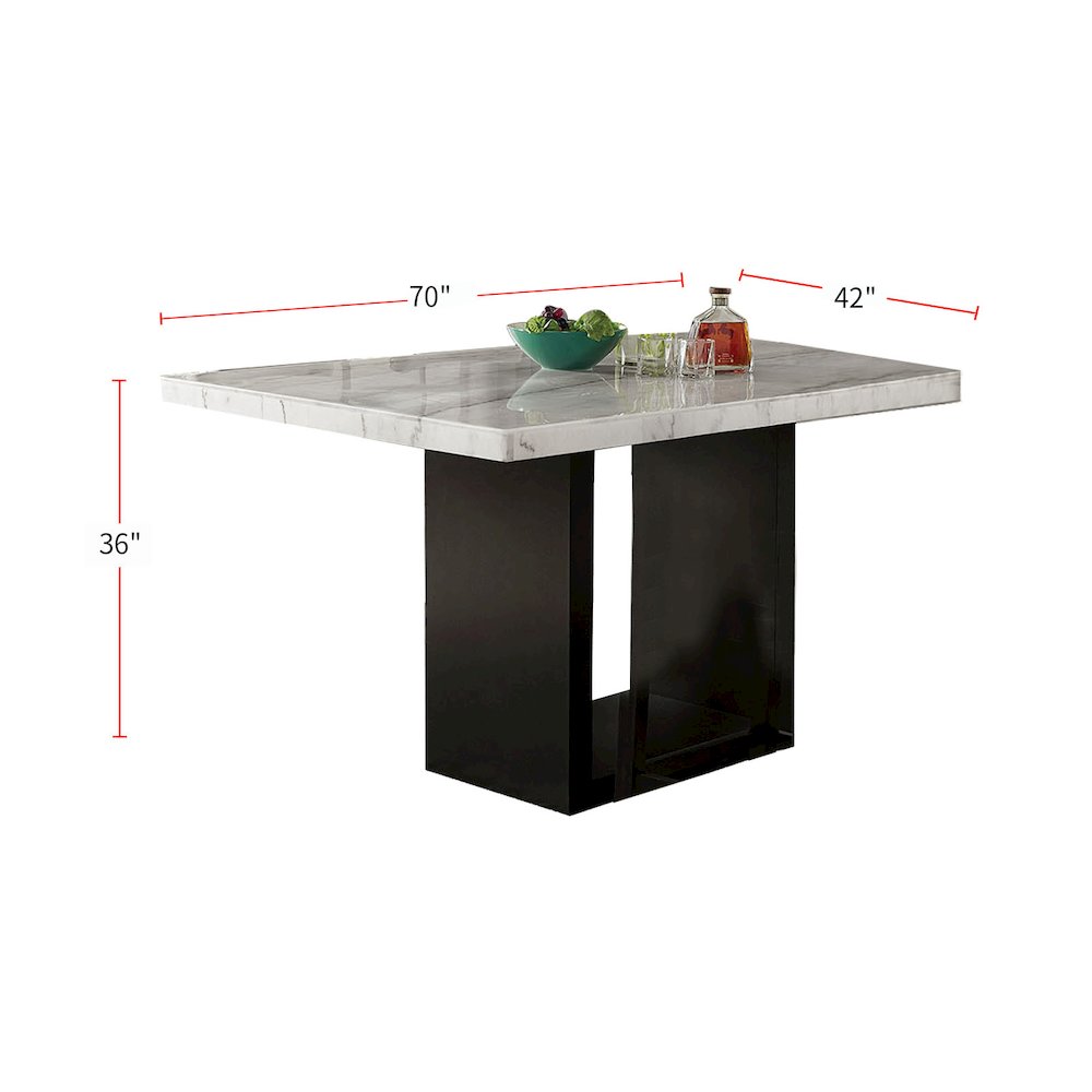 7 Piece Dining Table Set with Six Counter Height Chairs in White And Black