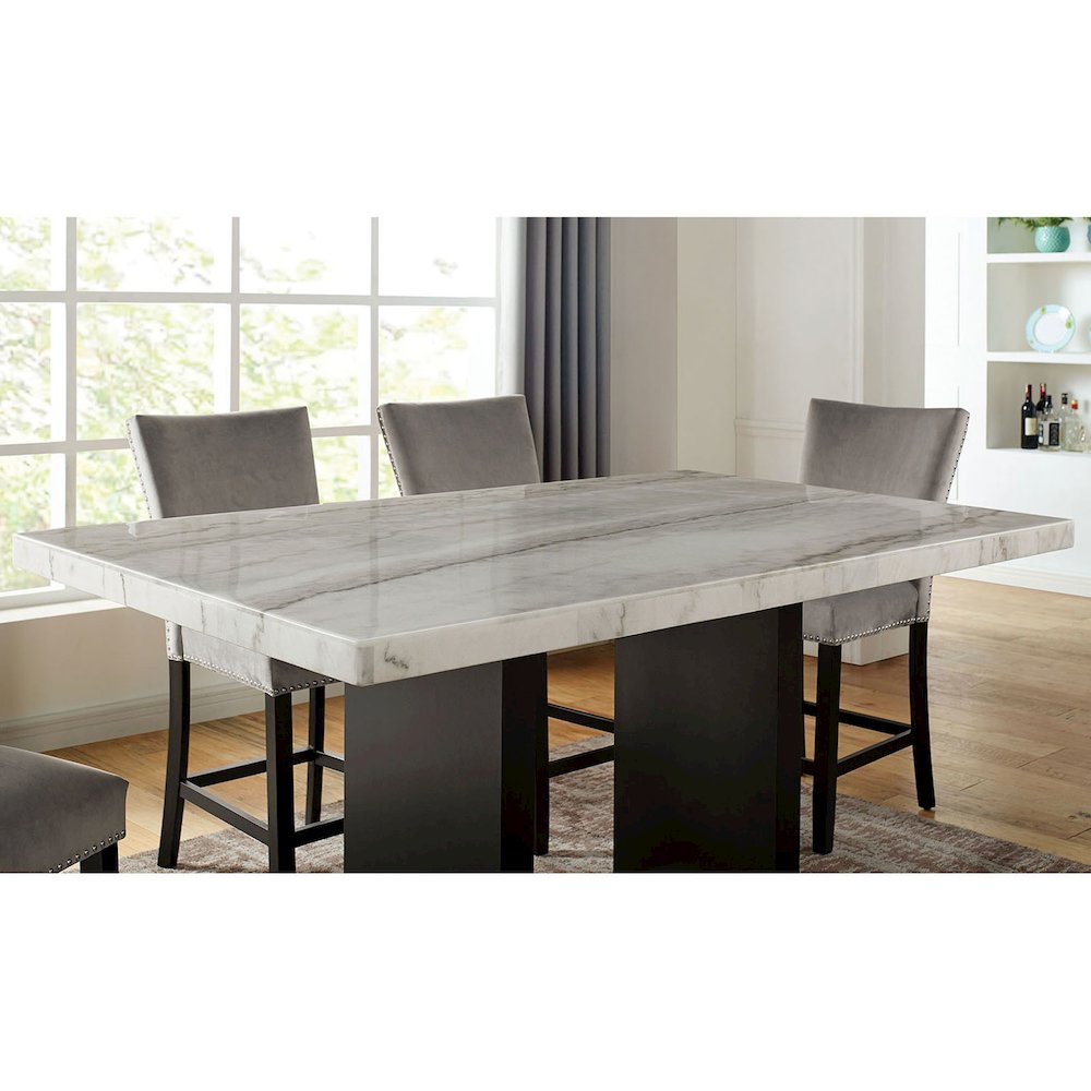 7 Piece Dining Table Set with Six Counter Height Chairs in White And Black