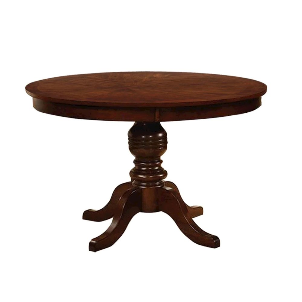 Wooden Dining Round Table in Brown Cherry Finish