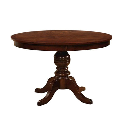 Wooden Dining Round Table in Brown Cherry Finish