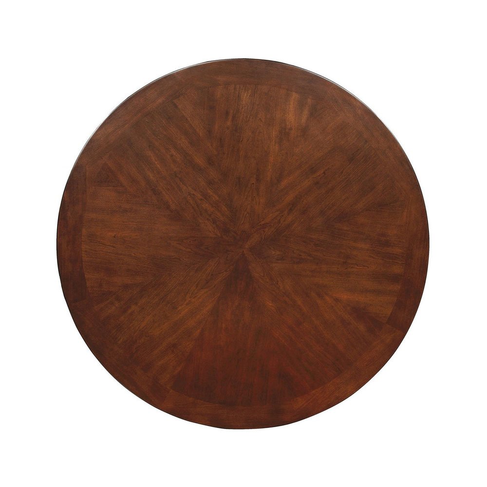 Wooden Dining Round Table in Brown Cherry Finish