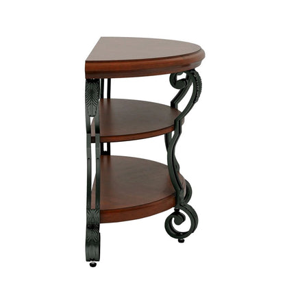Wooden Sofa Table With Metal Frame in Brown Cherry Finish