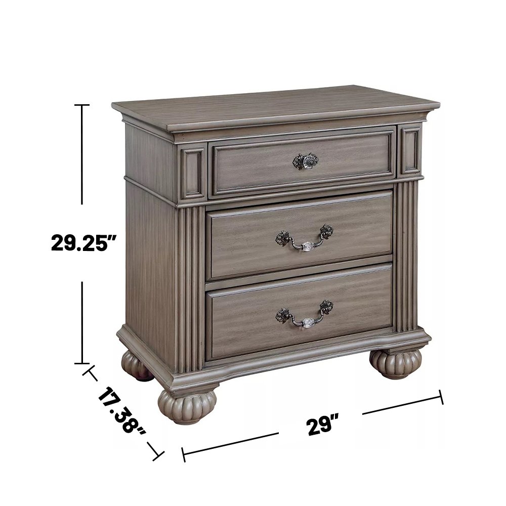 4 Piece Wooden Queen Size Bedroom Set in Gray