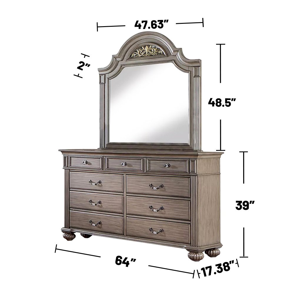 4 Piece Wooden Queen Size Bedroom Set in Gray