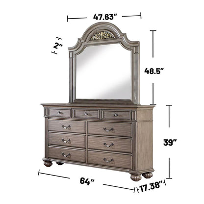4 Piece Wooden Queen Size Bedroom Set in Gray