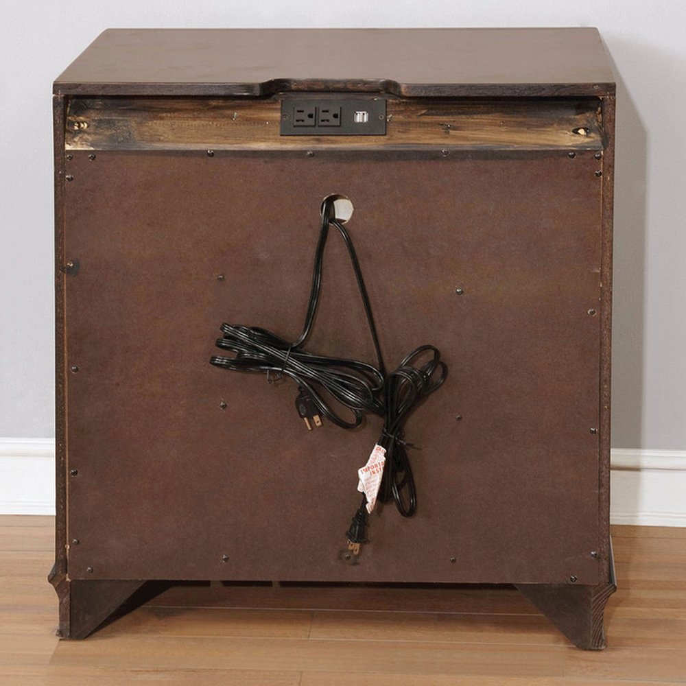 3 Drawers Nightstand in Brown Cherry Finish