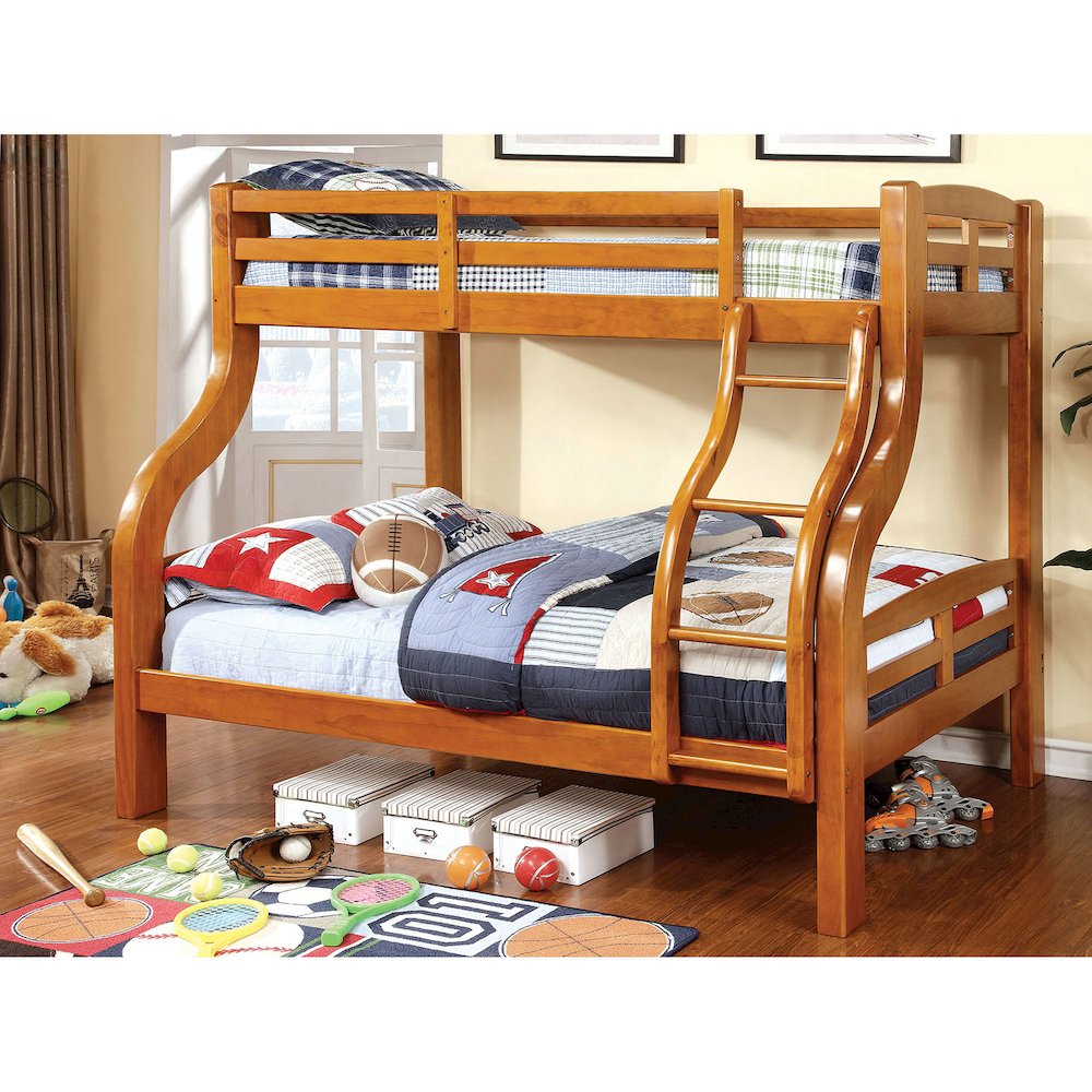 Wooden Twin Over Full Bunk Bed in Oak