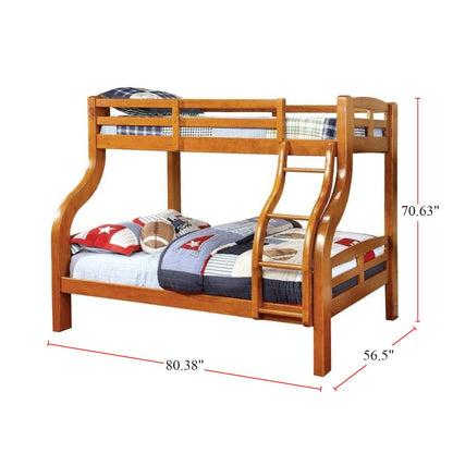 Wooden Twin Over Full Bunk Bed in Oak