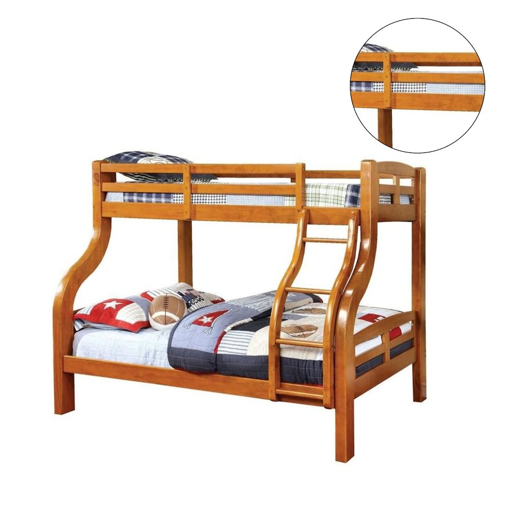Wooden Twin Over Full Bunk Bed in Oak