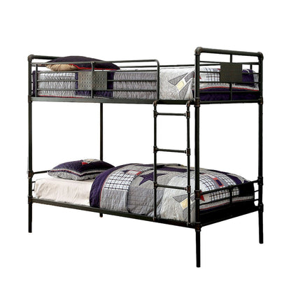 Metal Full Over Full Bunk Bed in Antique Black