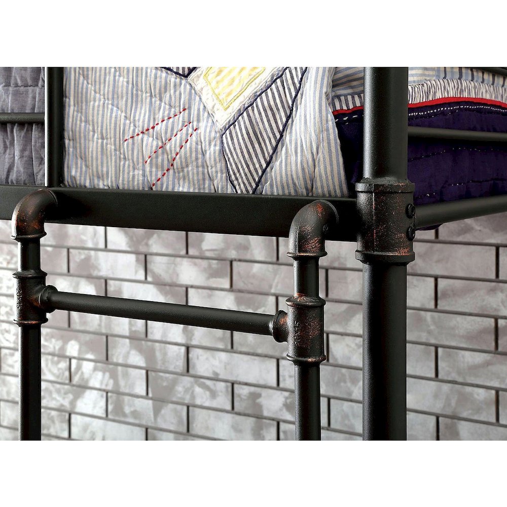 Metal Full Over Full Bunk Bed in Antique Black