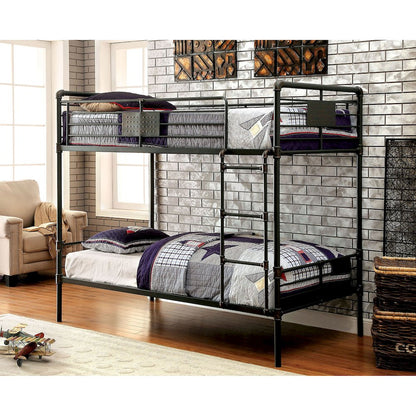 Metal Full Over Full Bunk Bed in Antique Black