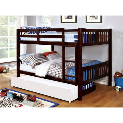 Wooden Full Over Full Bunk Bed in Dark Walnut