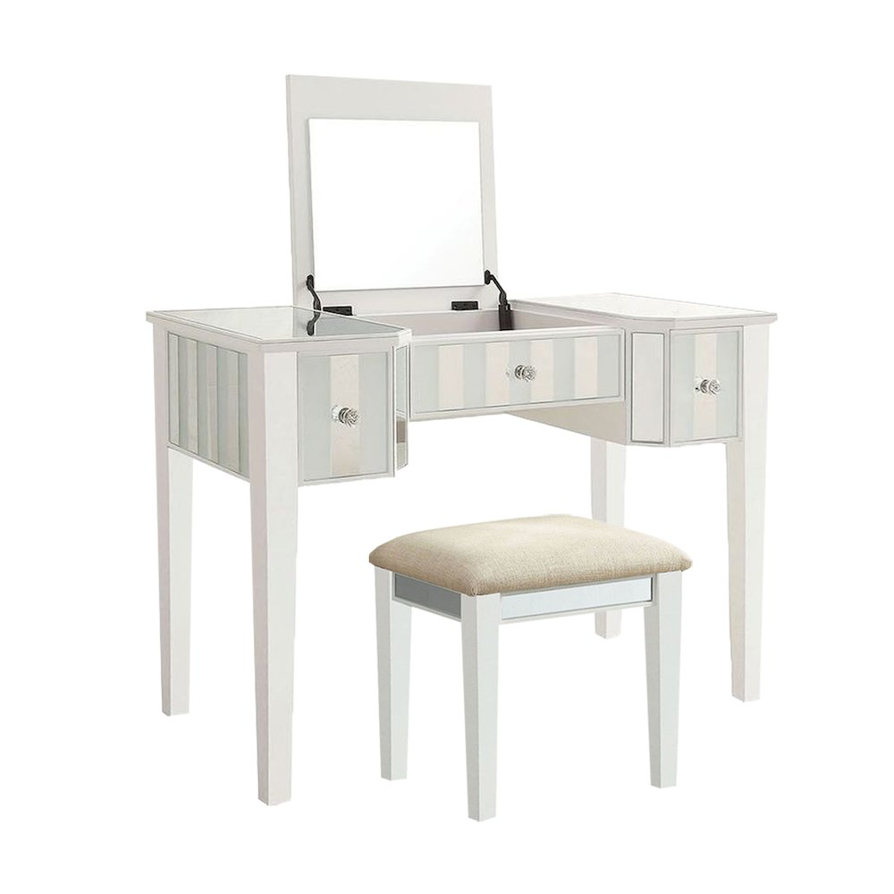 Wooden Vanity Set in White Finish