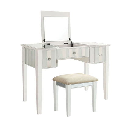 Wooden Vanity Set in White Finish