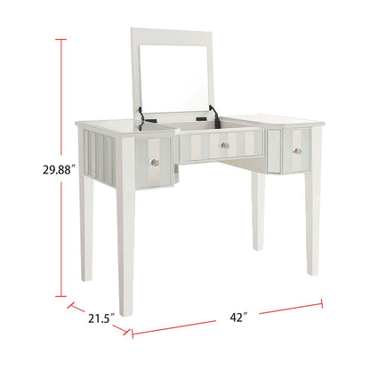 Wooden Vanity Set in White Finish