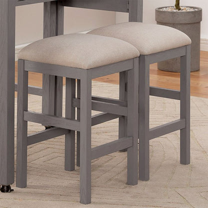Set of 2 Counter Height Stools in Light Gray and Beige