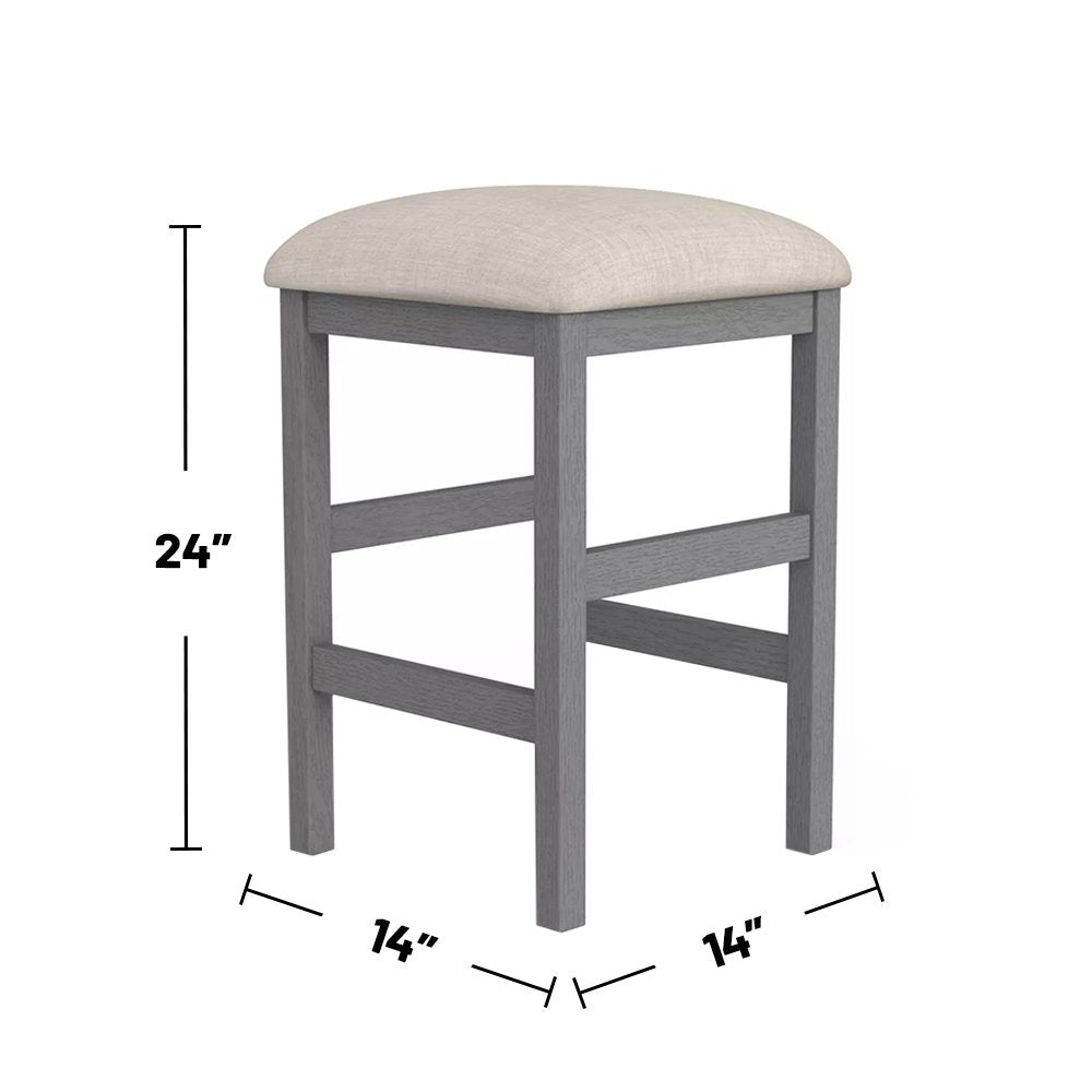Set of 2 Counter Height Stools in Light Gray and Beige