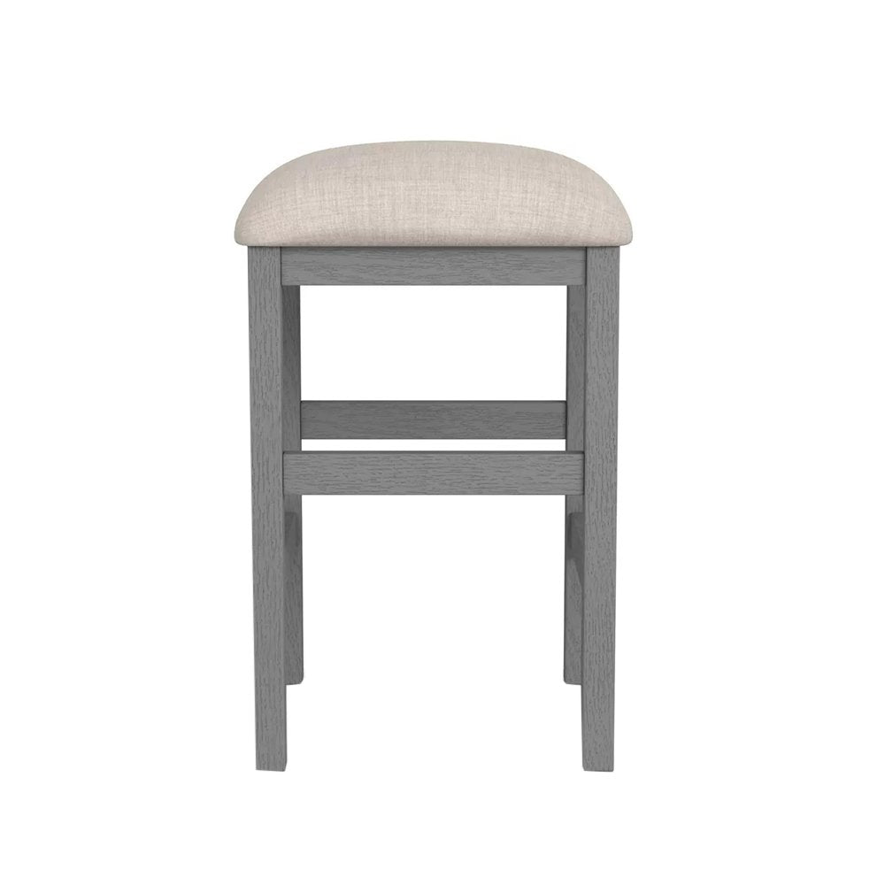 Set of 2 Counter Height Stools in Light Gray and Beige