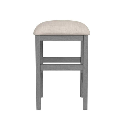 Set of 2 Counter Height Stools in Light Gray and Beige