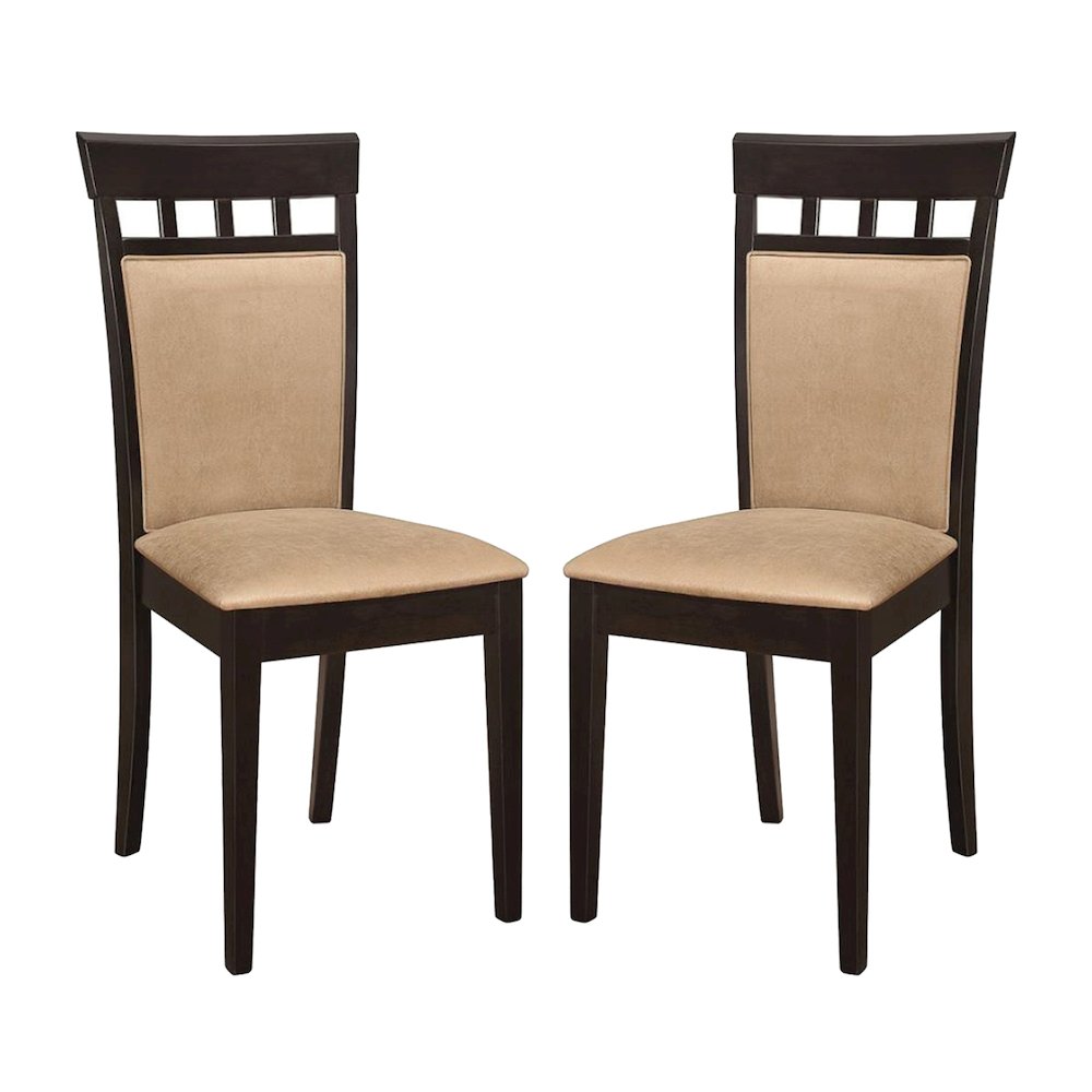 Set of 2 Upholstered Back Side Chairs Cappuccino and Tan