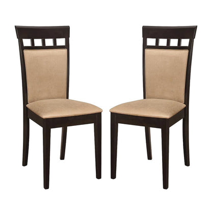 Set of 2 Upholstered Back Side Chairs Cappuccino and Tan