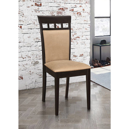 Set of 2 Upholstered Back Side Chairs Cappuccino and Tan