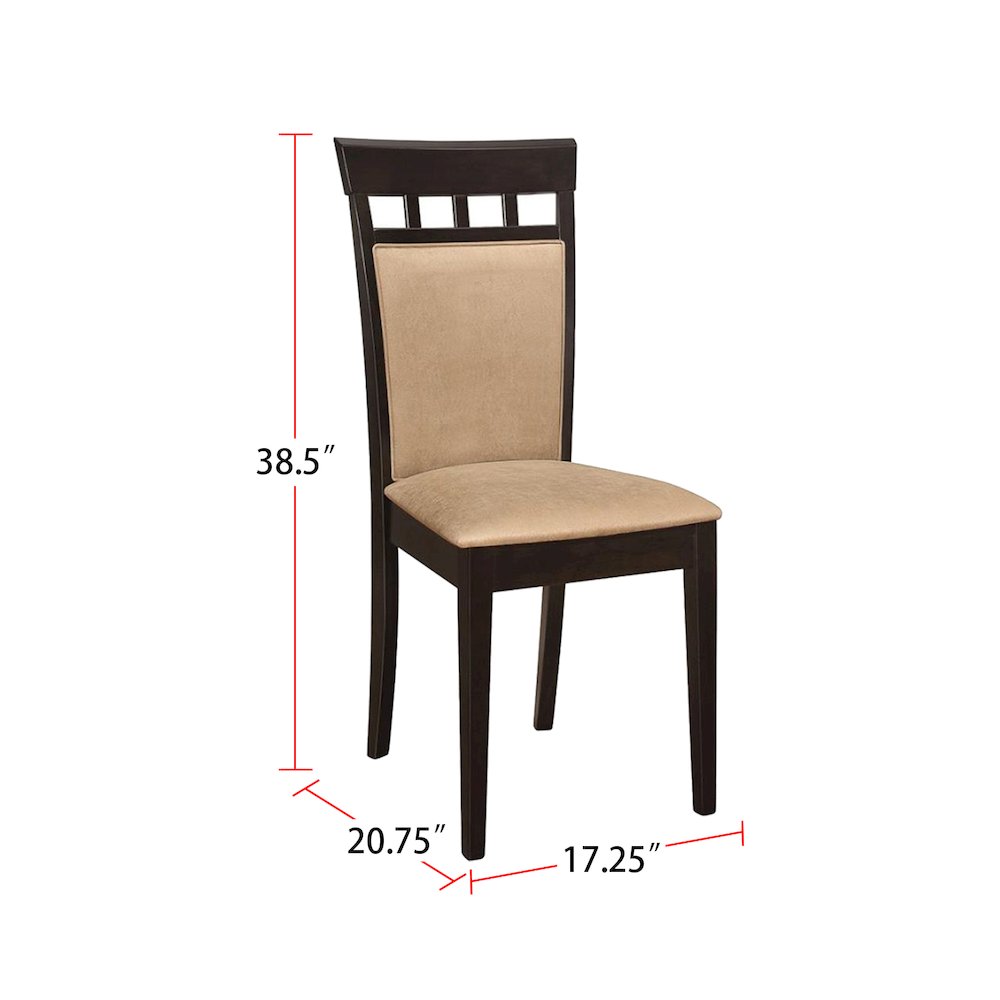 Set of 2 Upholstered Back Side Chairs Cappuccino and Tan