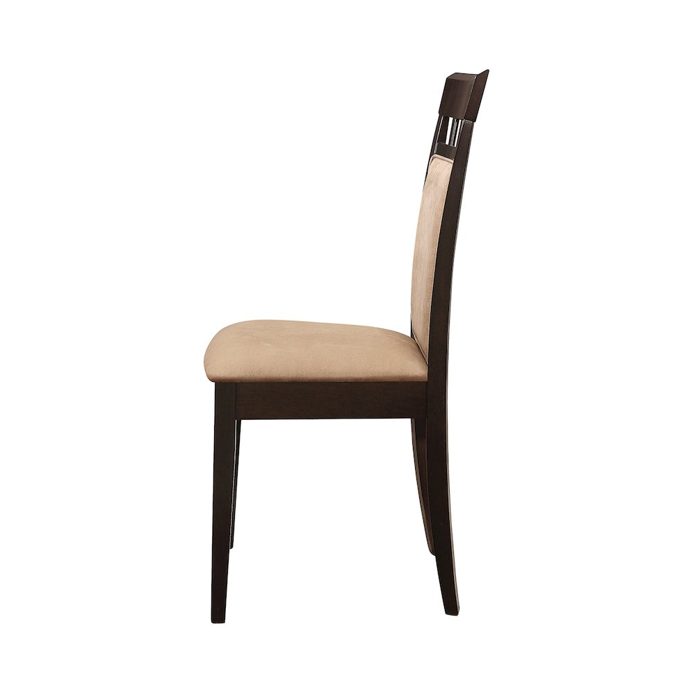 Set of 2 Upholstered Back Side Chairs Cappuccino and Tan