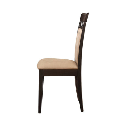 Set of 2 Upholstered Back Side Chairs Cappuccino and Tan