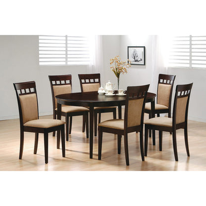 Set of 2 Upholstered Back Side Chairs Cappuccino and Tan