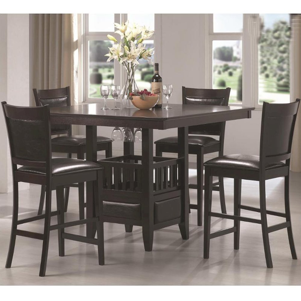 Square Counter Height Table with Cabinet in Espresso