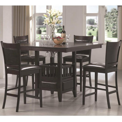 Square Counter Height Table with Cabinet in Espresso