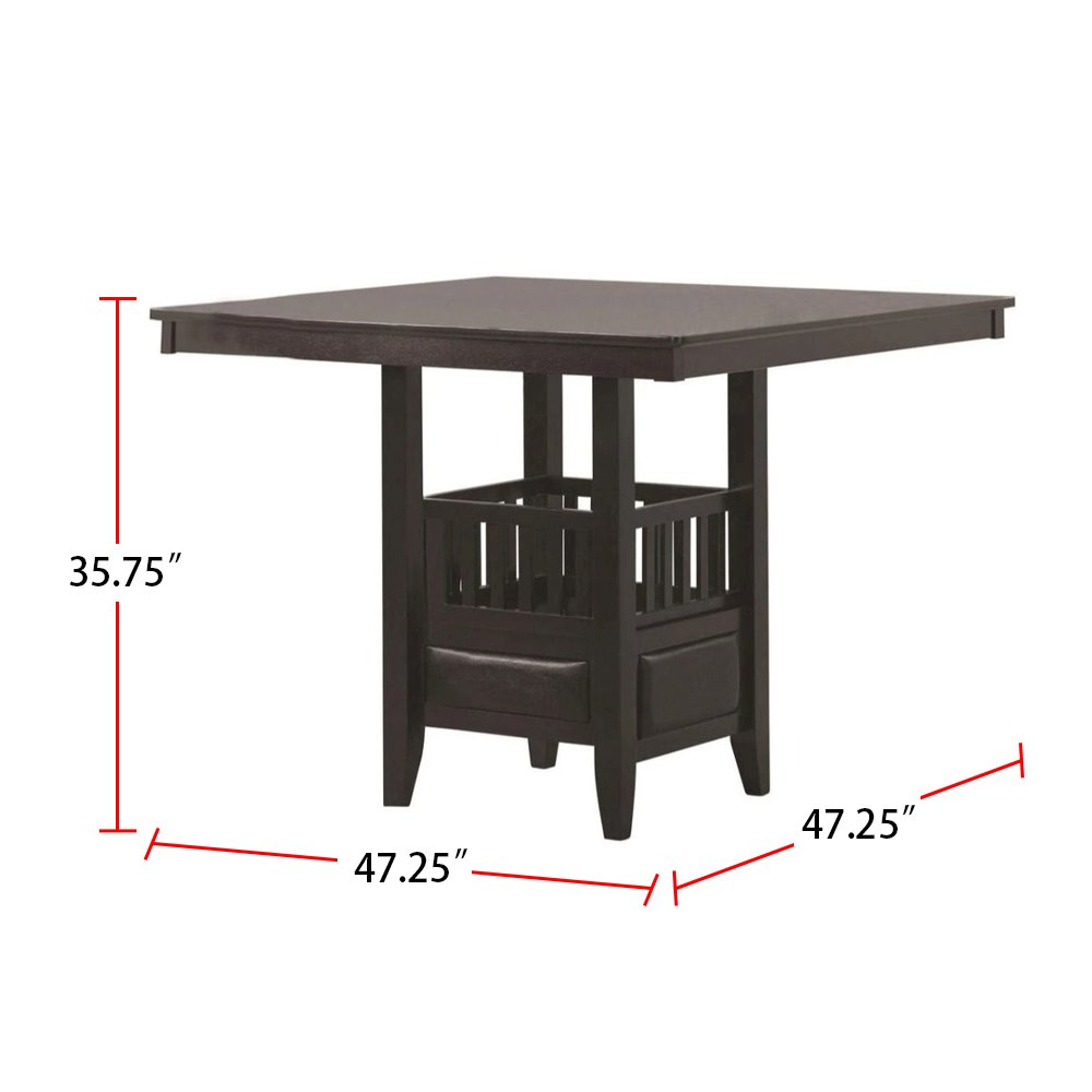 Square Counter Height Table with Cabinet in Espresso