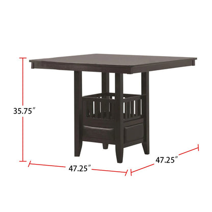 Square Counter Height Table with Cabinet in Espresso