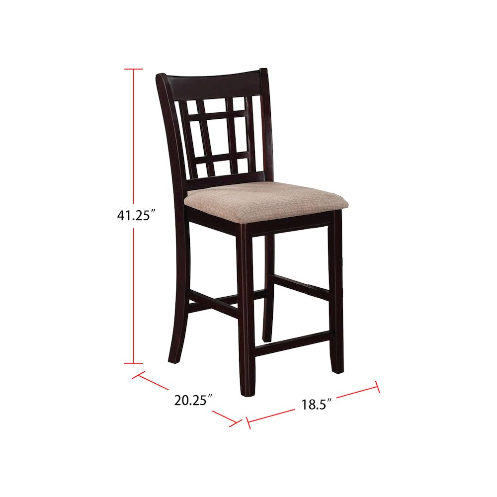 Set of 2 Counter Height Stools in Tan and Espresso