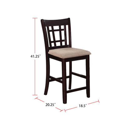 Set of 2 Counter Height Stools in Tan and Espresso