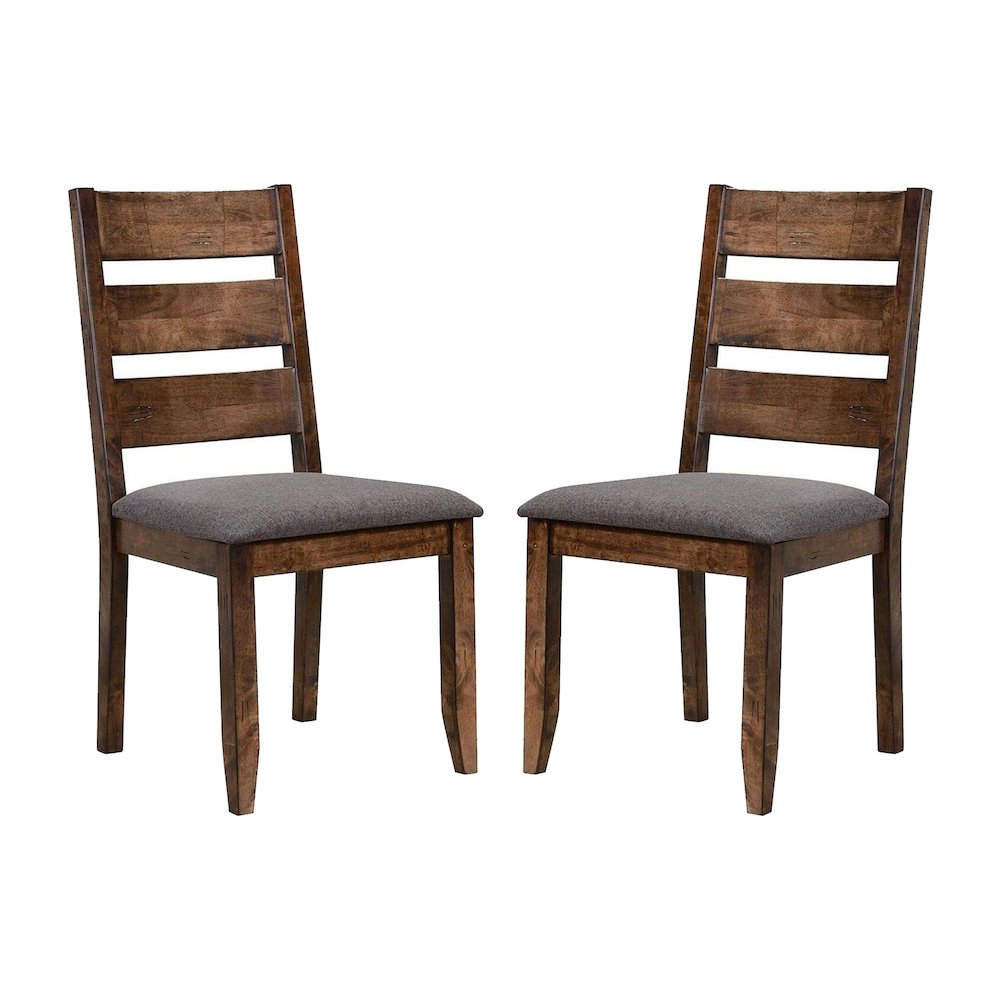 Set of 2 Dining Side Chairs in Knotty Nutmeg and Grey