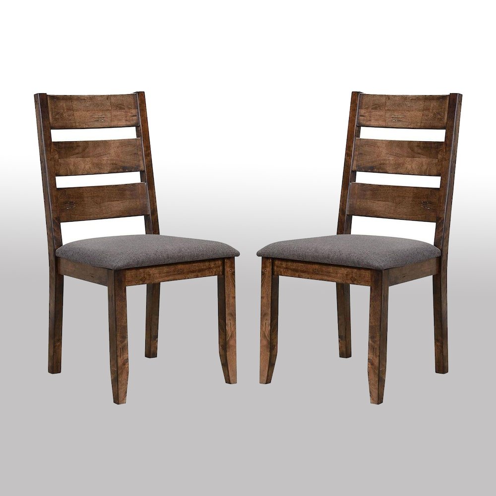 Set of 2 Dining Side Chairs in Knotty Nutmeg and Grey