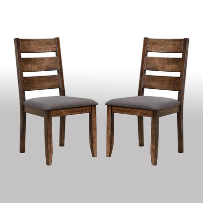 Set of 2 Dining Side Chairs in Knotty Nutmeg and Grey