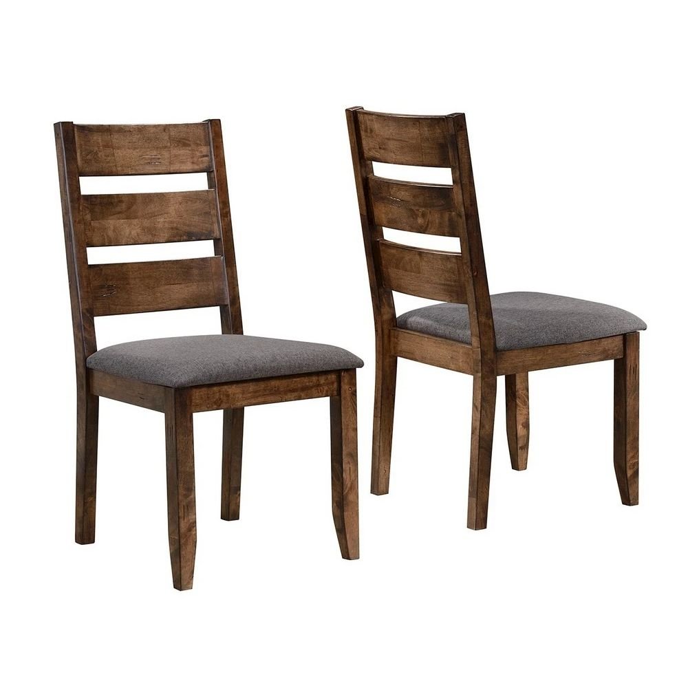 Set of 2 Dining Side Chairs in Knotty Nutmeg and Grey