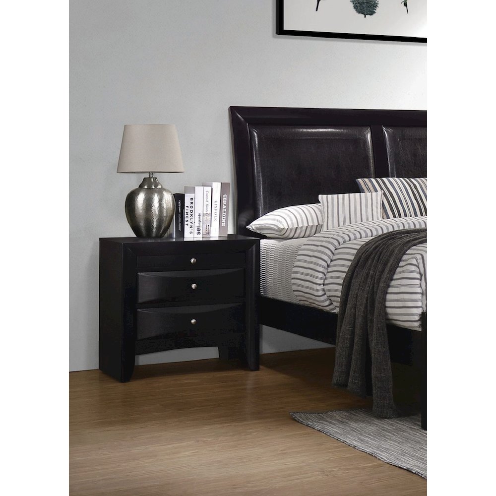 Wood Nightstand with 2 Drawers in Black