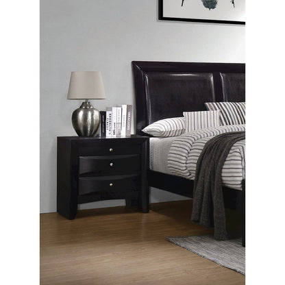 Wood Nightstand with 2 Drawers in Black
