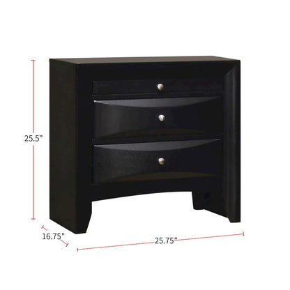 Wood Nightstand with 2 Drawers in Black