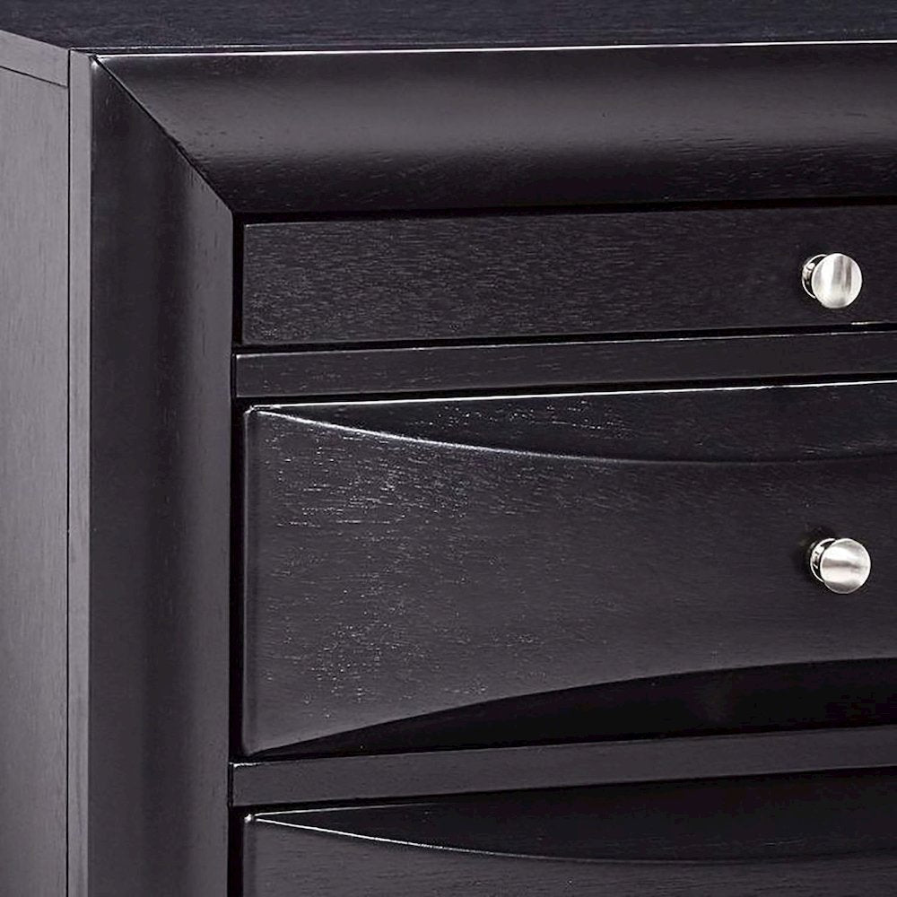 Wood Nightstand with 2 Drawers in Black